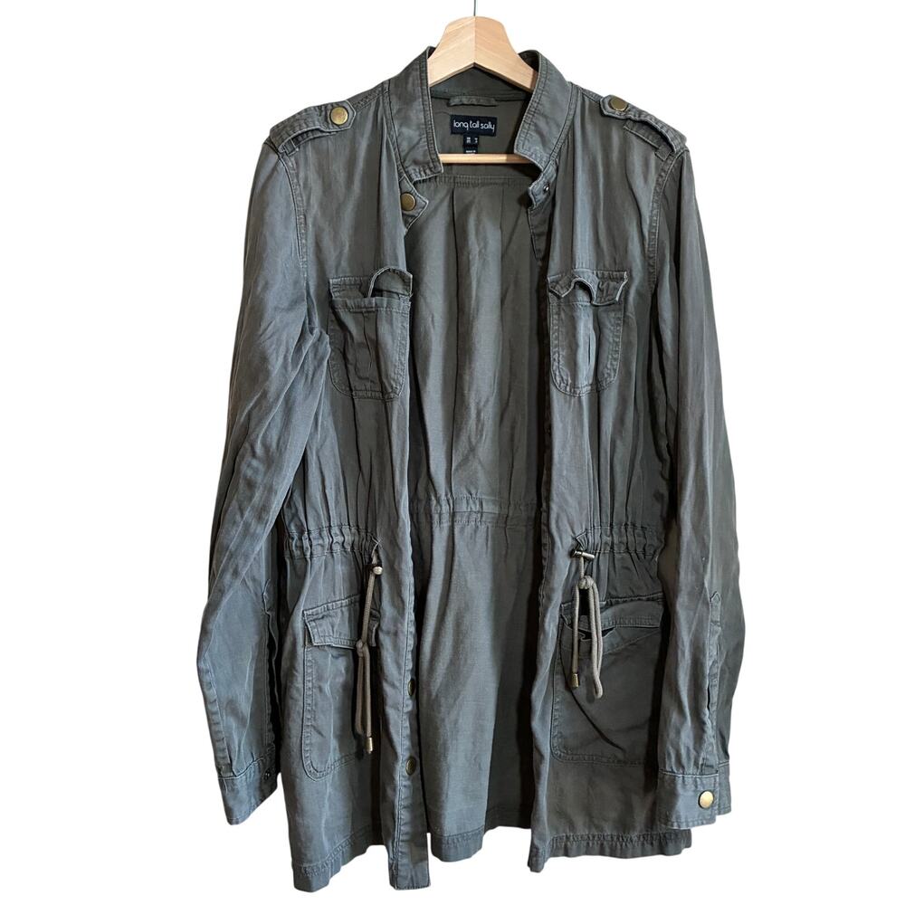 long tall sally gray green long sleeved jacket women's size 6 y2k‎ grunge style